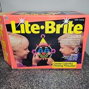 Vintage Milton Bradley Lite-Brite 4780 Tested Works w/ Box Pegs Unused Sheets